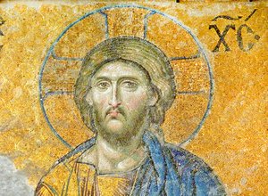 El mosaico de Deësis que representa a Cristo, Hagia Sophia, Turquía, c.1261